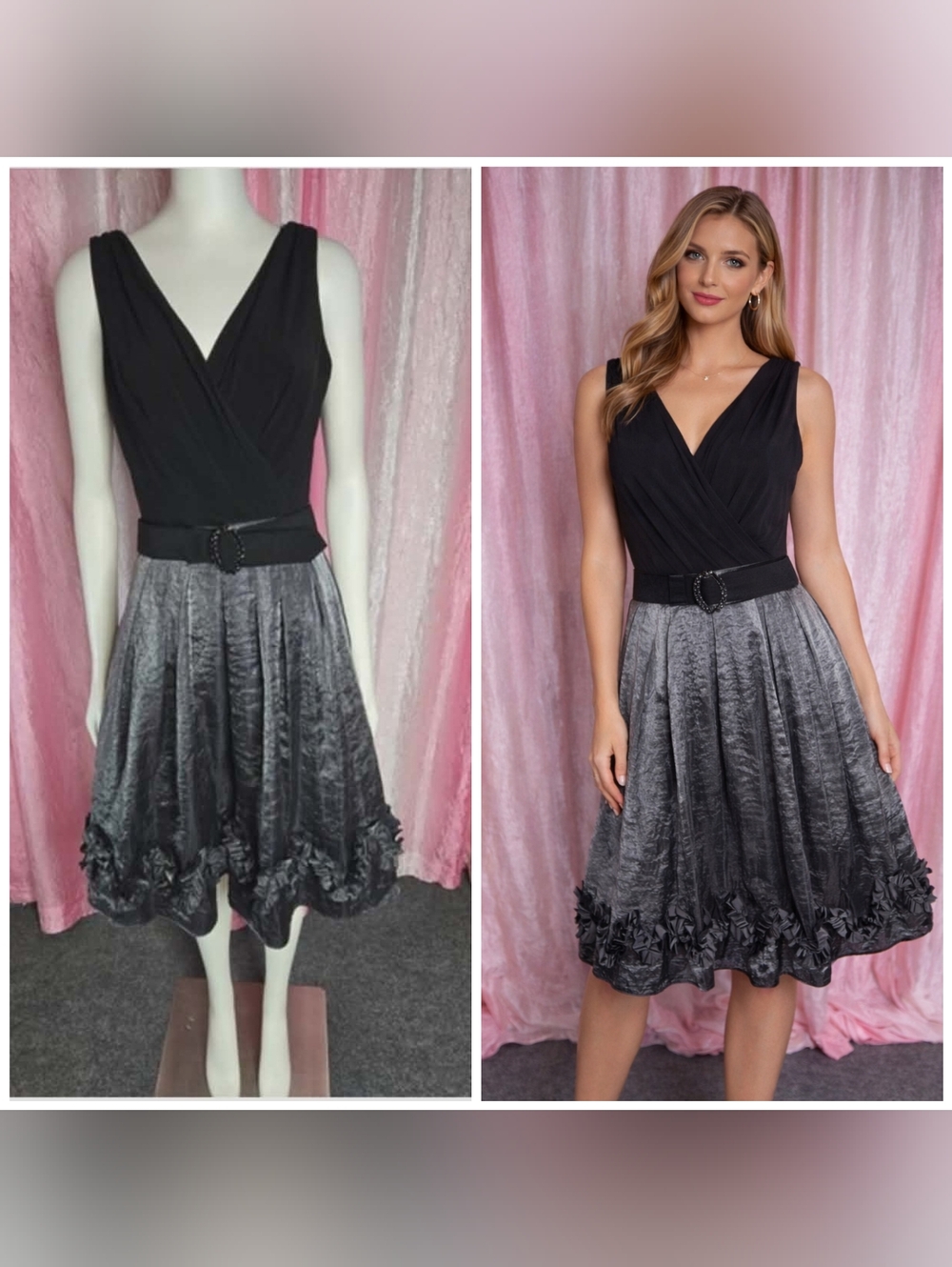 Dressbarn Collection Black Tulle Shimmer Fit & Flare Cocktail Party Dress 10